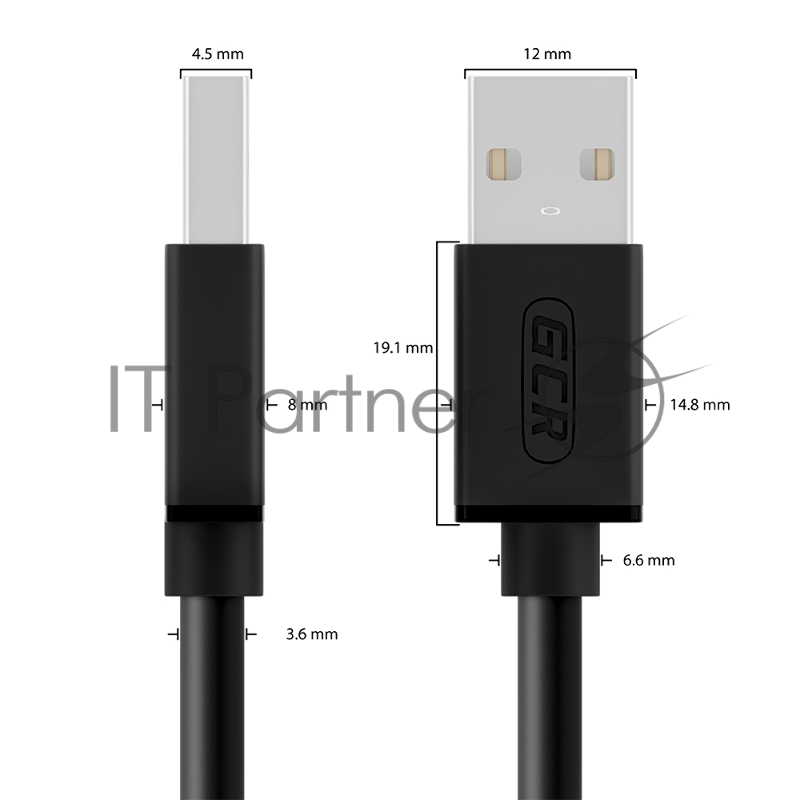 Кабель Greenconnect Кабель интерфейсный USB 2.0 1m GCR-UM2M-BB2S-1.0m AM / AM, AWG 28/28 Premium, двойное экранирование, антифриз, черный