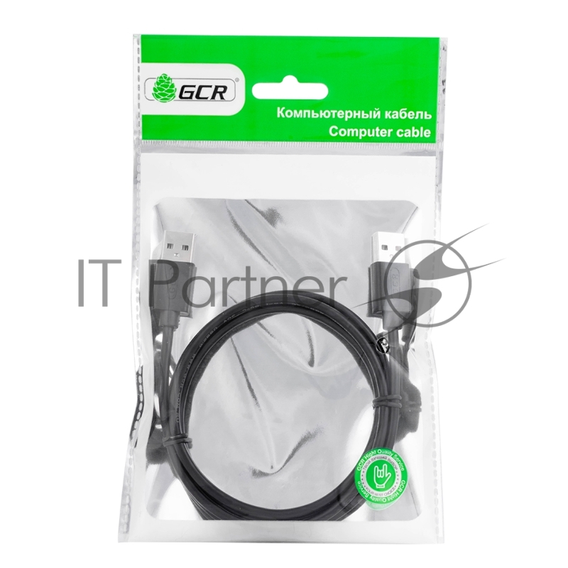 Кабель Greenconnect Кабель интерфейсный USB 2.0 1m GCR-UM2M-BB2S-1.0m AM / AM, AWG 28/28 Premium, двойное экранирование, антифриз, черный