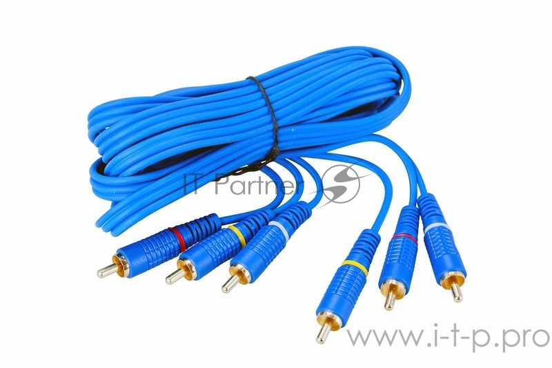 Кабель Rexant (17-0202-1) Шнур 3х3 RCA 1.5М синий gold