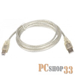 Кабель TELECOM Кабель (VUS6900T-1.8MTP) USB2.0 AM/BM 1.8m прозрачная изоляция 6937510854721/6937510852727