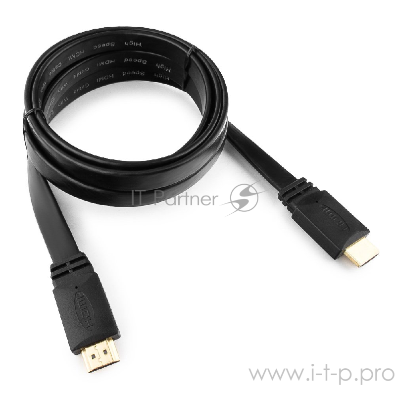 Кабель Кабель HDMI Gembird/Cablexpert , 1.8м, v1.4, 19M/19M, плоский кабель, черный, позол.разъемы, экран(CC-HDMI4F-6)