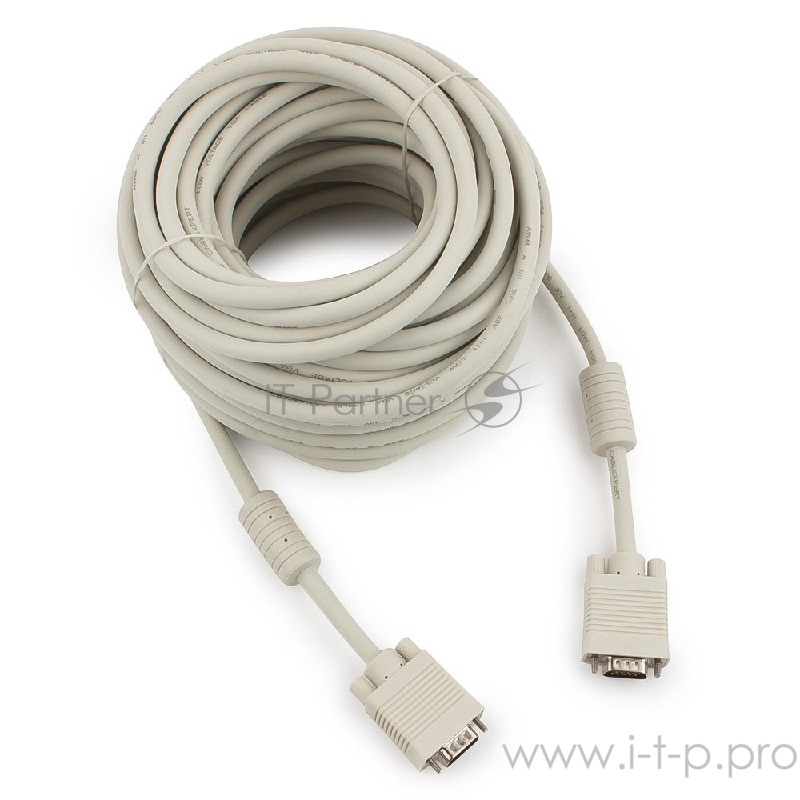 Кабель Gembird/Cablexpert CC-PPVGA-20M,Кабель VGA Premium , 15M/15M, 20м,серый, тройной экран,феррит.кольца