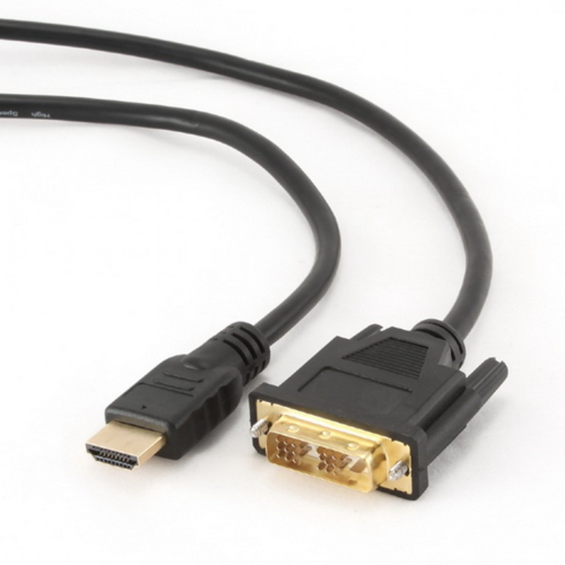 Кабель Кабель HDMI-DVI Gembird, 4.5м, 19M/19M, single link, черный, позол.разъемы, экран CC-HDMI-DVI-15