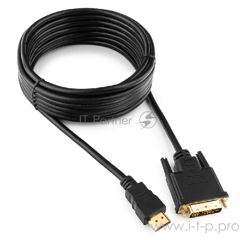 Кабель Кабель HDMI-DVI Gembird, 4.5м, 19M/19M, single link, черный, позол.разъемы, экран CC-HDMI-DVI-15