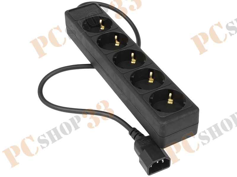 Удлинитель электропитания на 5 розеток Sven Special Base, черный (0.5м) тип IEC C14