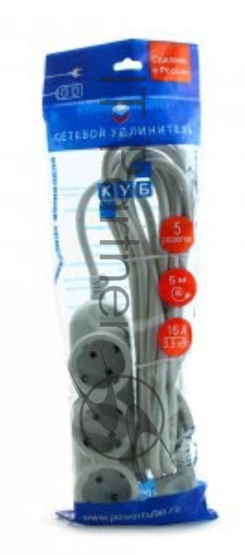 Удлинитель электропитания на 5 розеток Power Cube PC-Y-5-32-5, серый (5.0м)