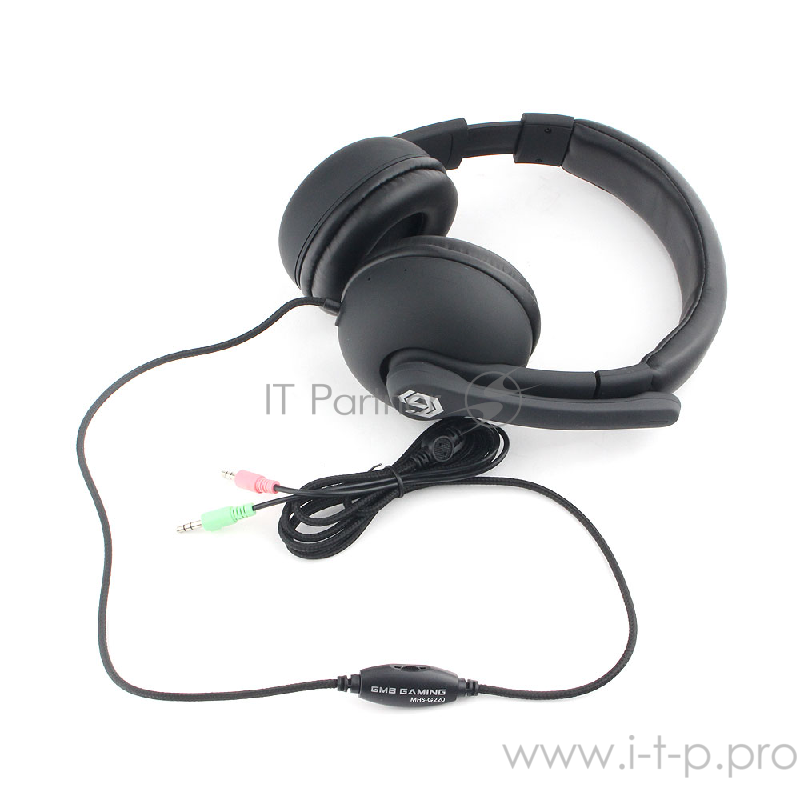 Гарнитура игровая Gembird MHS-G220, код Printbar, черный, soft touch, регулировка громкости, кабель 2м