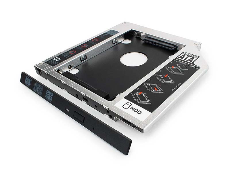 Низкопрофильный адаптер Gembird MF-95-01 для 2.5-дюймового накопителя в отсек 5.25 дюйма, 9,5 мм