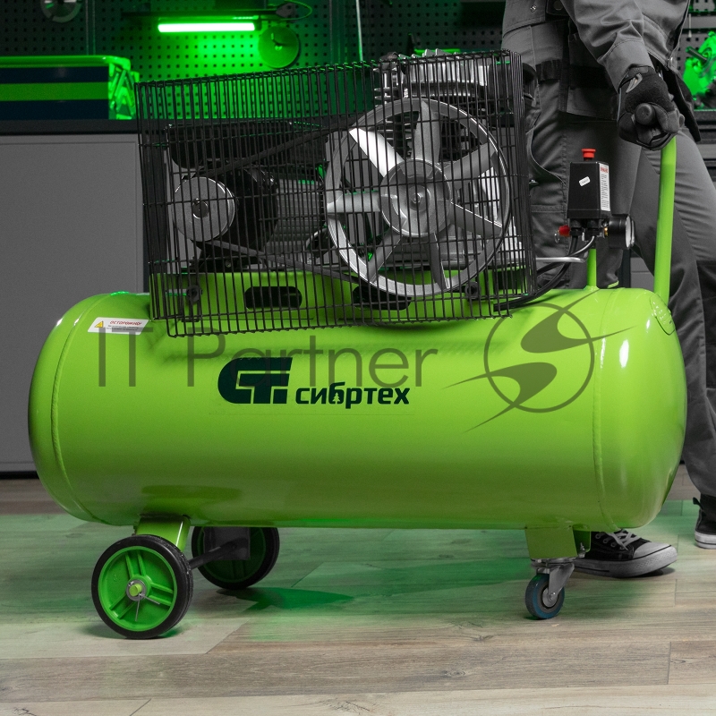 СИБРТЕХ Компрессор воздушный КР-2200/100, 2,2 кВт, 350 л/мин, 100 л, 58042