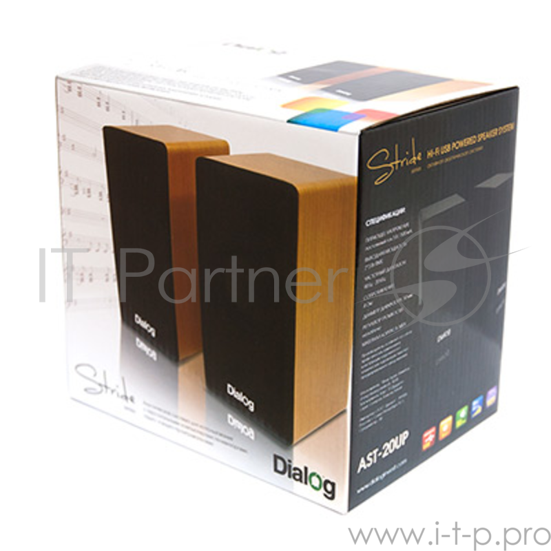 Колонки Dialog AST-20UP WALNUT - акустические колонки 2.0, 6W RMS, ореховые, питание от USB