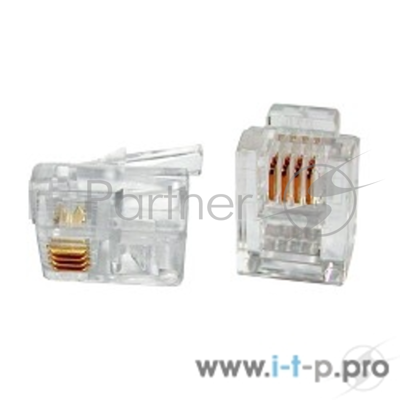 Монтажное оборудование Hyperline PLUG-6P4C-P-C2 Телефонный разъем RJ-12(6P4C) (3 µ