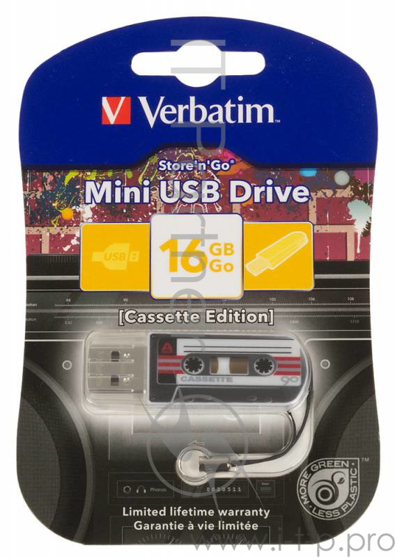 носитель информации Verbatim USB Drive 16Gb Mini Cassette Edition Black 49397 {USB2.0}