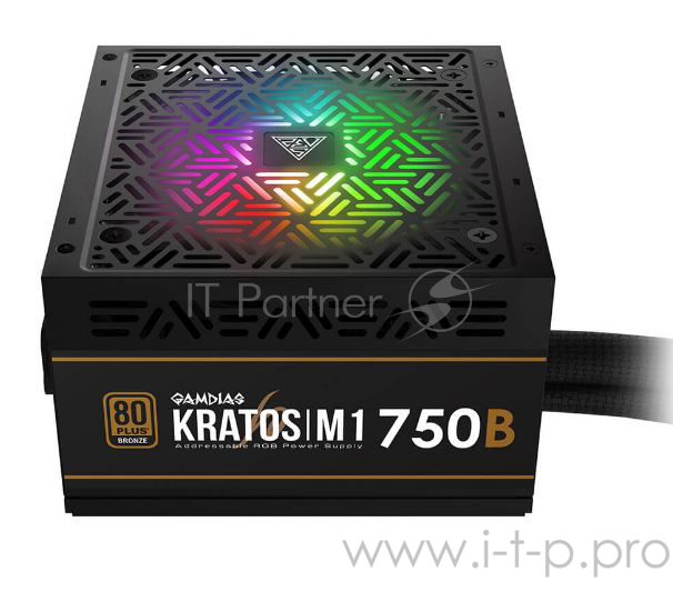Gamdias KRATOS M1-750B Игровой блок питания чёрный (500 Вт, PCIe-2шт, ATX v2.2, RGB 120mm Fan, 80 Plus BRONZE)