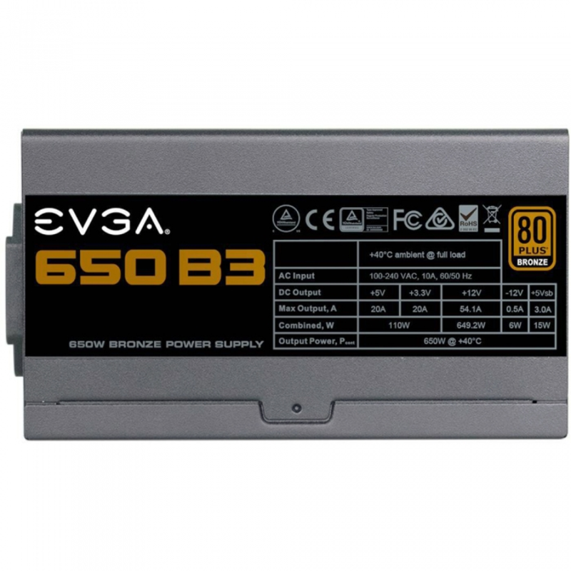 Блок питания Evga 650 B3 220-B3-0650-V2 650W, 80 Plus BRONZE 650W, Fully Modular, EVGA Eco Mode RTL{6}