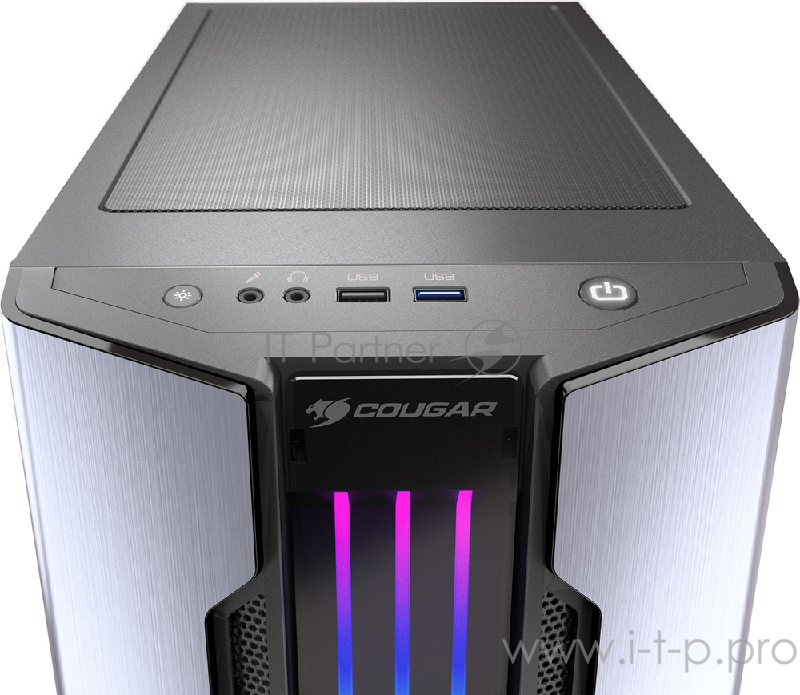 Cougar Gemini M игровой корпус серебристый (без БП, Mini ITX / Micro ATX, RGB LED, закаленное стекло, fan 1 x120 мм, 1 x USB 2.0, 2 x USB 3.0, audio)