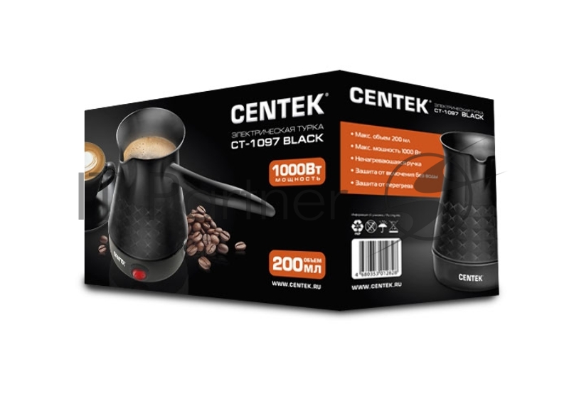 Турка электрическая Centek CT-1097 Black (черный) 200 мл, 1000Вт