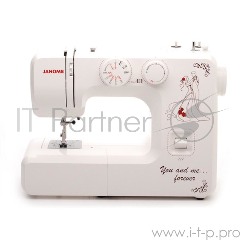 Швейная машина JANOME 777 Тип челнока: вертикальный качающийся. Строчки: прямая строчка, зигзаг, трехстежковый зигзаг, потайная строчка для эластичных тканей, потайная строчка левосторонняя, потайная строчка правосторонняя, гофрирующая строчка. Допол