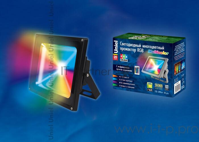 Uniel Светодиодный прожектор ULF-S01-20W/RGB/RC IP65 110-240В картон UL-00000782