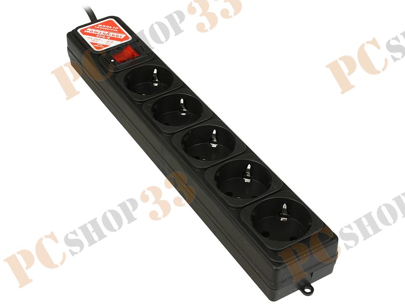 Сетевой фильтр на 5 розеток Power Cube, черный (1.9м)