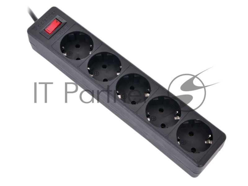 Сетевой фильтр на 5 розеток Defender ES 1.8 99484, черный (1.8м)