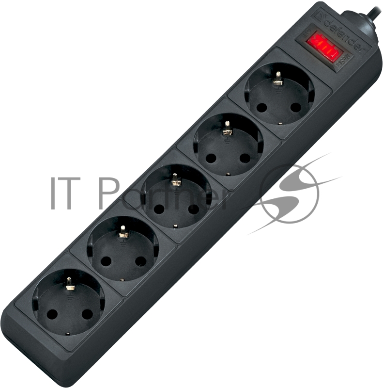 Сетевой фильтр на 5 розеток Defender ES 1.8 99484, черный (1.8м)