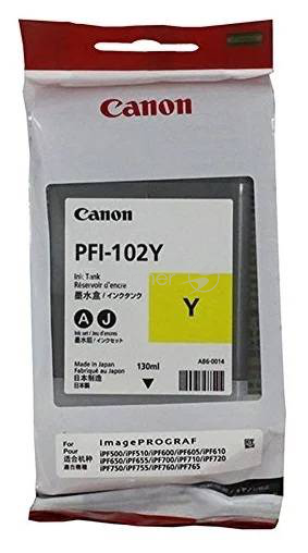 Расходные материалы Canon PFI-102Y 0898B001 Картридж для Canon imagePROGRAF iPF605, iPF610., iPF650, iPF655, iPF710, iPF750, iPF755, LP17, iPF510, Желтый, 130 мл.