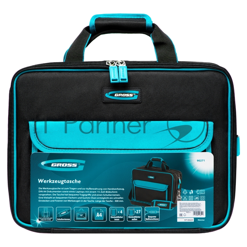 GROSS Сумка для инструмента Meister, 31 карман, отсек для ноутбука, наплечный ремень 90271