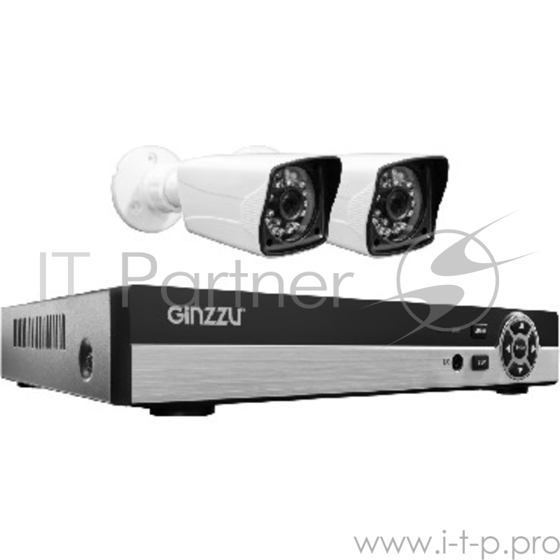 GINZZU HK-425D (AHD, IP 4 канальный, 2 уличные 1Mp) Комплект Видеонаблюдения: - 4-канальный 1080N гибридный 5 в 1 видеорегистратор (HDMI/VGA выход, 4 входа видео/аудио, LAN, 2*USB, 1SATA до 6Tb, поддержка AHD, овых и IP камер) - 2 уличные AHD к