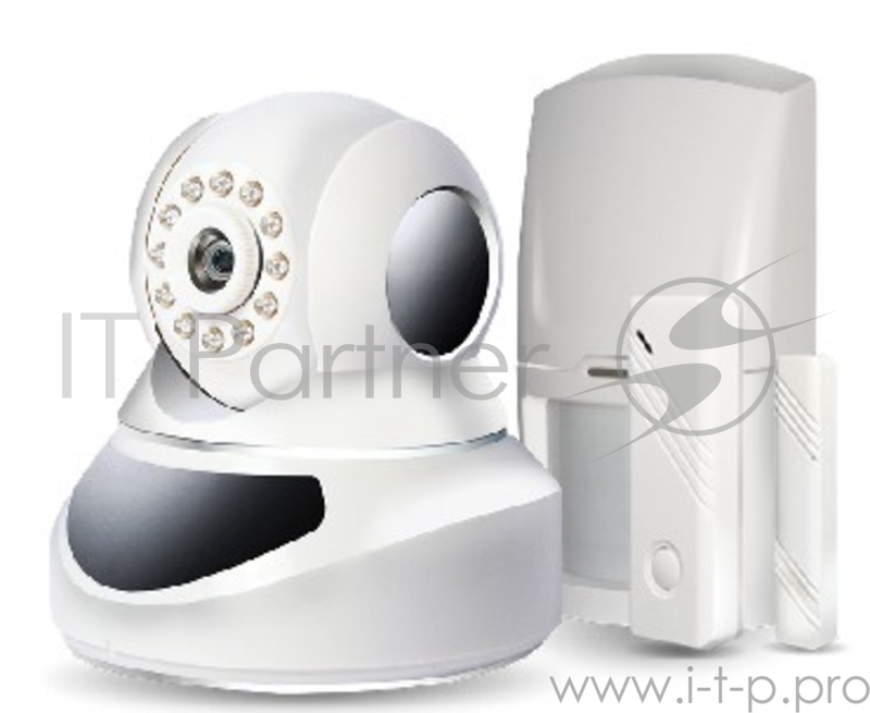 Комплект видеонаблюдения GINZZU (HS-K07W) Комплект WiFi/LAN охранной сигнализации/ IP камеры: Контрольная панель с HD камерой 1.3Мп, датчик движения, дверной/оконный датчик, пульт Информирование о тревоге на смартфон/планшет/e-mail, запись видео на к