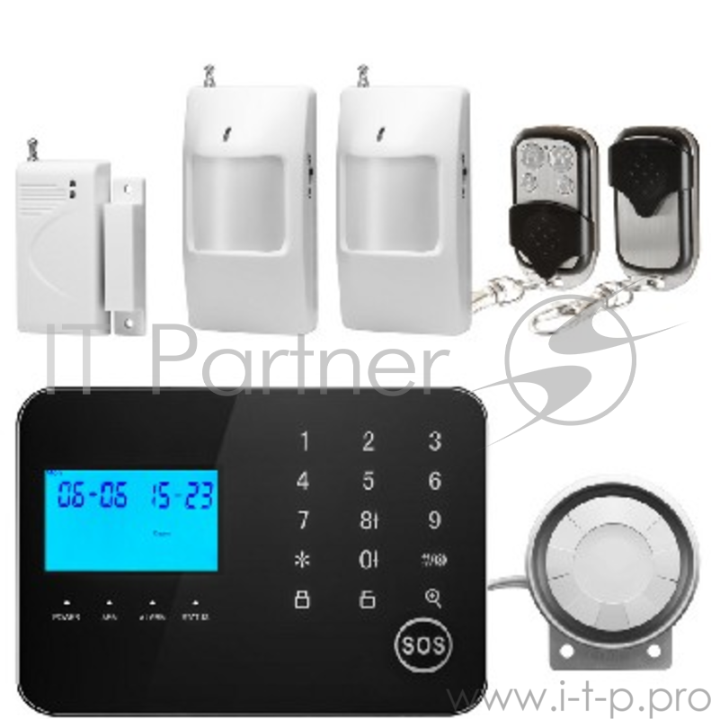 Комплект GINZZU (HS-K02BL ver.2) Комплект GSM охранной сигнализации Комплект GSM охранной сигнализации: Контрольная панель с LCD экраном и сенсорными кнопками, 2 датчика движения, 1 дверной/оконный датчик, 2 пульта, сирена Информирование о тревоге те