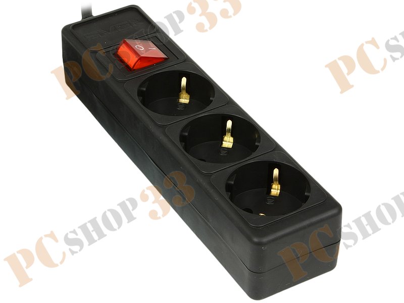 Сетевой фильтр на 3 розетки Sven Optima Base, черный (1.8м)