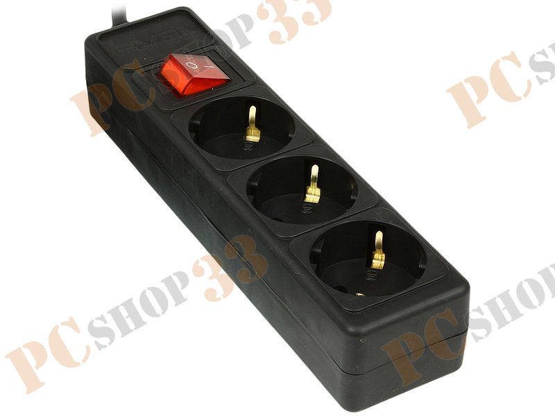 Сетевой фильтр на 3 розетки Sven Optima Base, черный (3.0м)