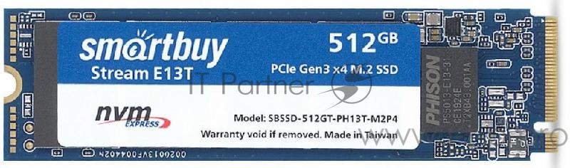 SSD M.2 Smartbuy 512Gb Stream E13T <SBSSD-512GT-PH13T-M2P4> (PCI-E x4, up to 1700/1550MBs, NVMe, 3D TLC, PS5013T, 22х80мм)