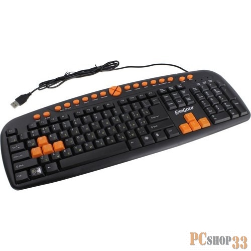 Exegate EX280435RUS Клавиатура Exegate LY-504M, <USB, шнур 1,5м, черная, 123кл, Enter большой, мультимедиа>, Color box