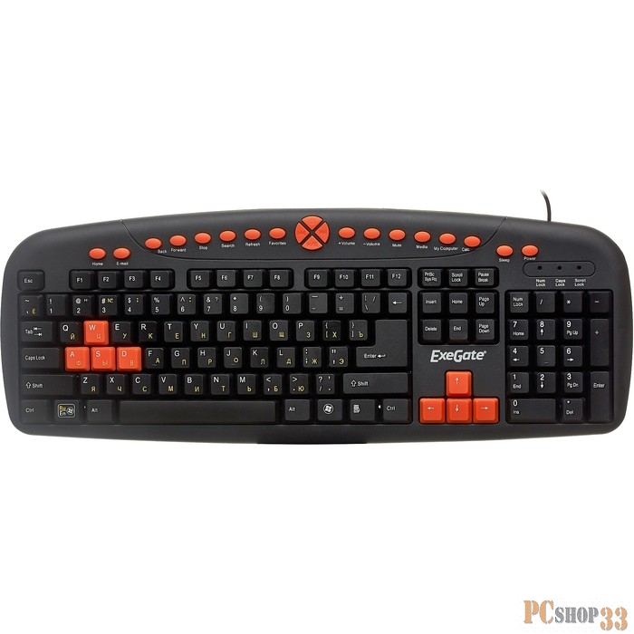 Exegate EX280435RUS Клавиатура Exegate LY-504M, <USB, шнур 1,5м, черная, 123кл, Enter большой, мультимедиа>, Color box