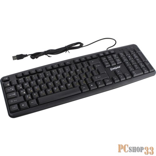 Exegate EX279938RUS Клавиатура Exegate LY-331L2, <USB, шнур 2,2м, черная, 104кл, Enter большой>, Color box