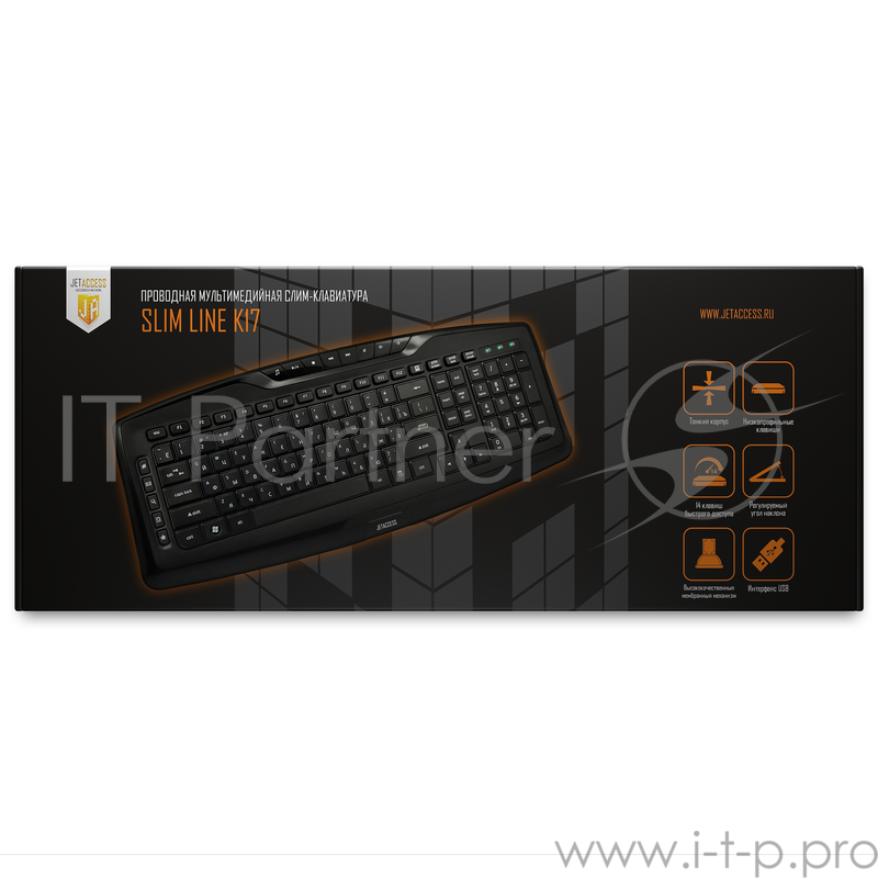 Клавиатуры, мыши Jet.A SlimLine K17 W Black USB {Беспроводная мультимедийная слим-клавиатура с классической раскладкой и 14 клавишами быстрого доступа}