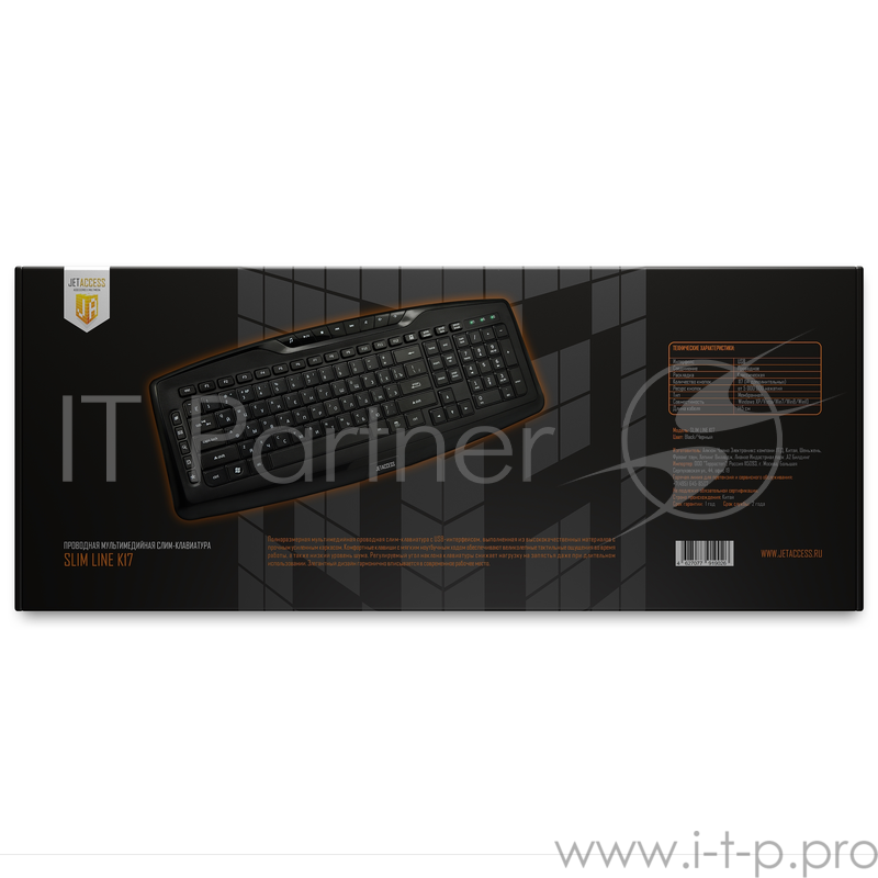 Клавиатуры, мыши Jet.A SlimLine K17 W Black USB {Беспроводная мультимедийная слим-клавиатура с классической раскладкой и 14 клавишами быстрого доступа}