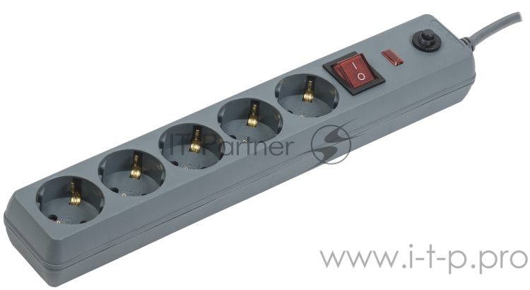 Iek WFP10-16-05-05-ZK-K03 Сетевой фильтр СФ-05К-выкл. 16А 5 мест 5м 3х1мм2 серый