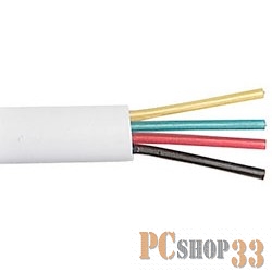 Кабель Hyperline UTC2x2x0.12-C2-PATCH-INDOOR (TC-4-WH) Кабель телефонный, 100м, плоский, 4 провода, многожильный, белый