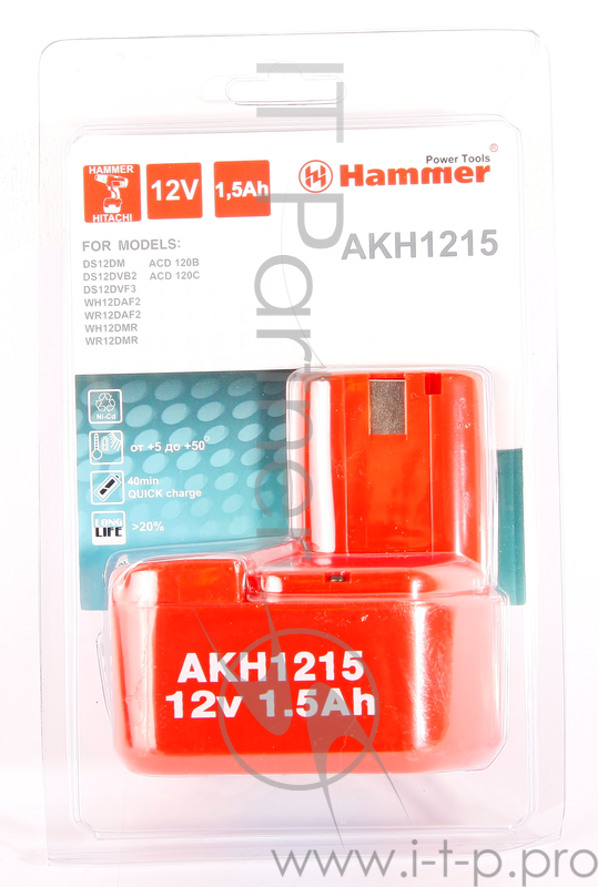 Аккумуляторы и Зарядные устройства Аккумулятор Hammer Flex AKH1215 12.0В 1.5Ач для HITACHI, Hammer Flex PREMIUM 17896 217-006