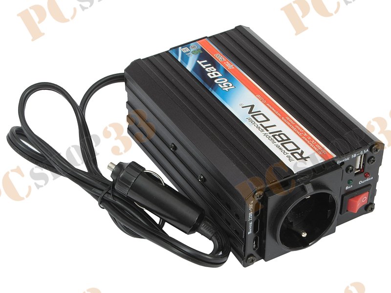 Преобразователь напряжения DC 12В на AC 220В, 150Вт Robiton R200