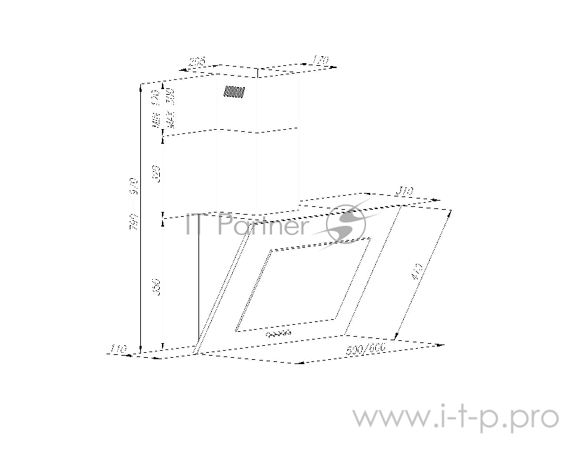 Вытяжка MAUNFELD TOWER CS 60 НЕРЖАВЕЙКА/ЧЕРНОЕ стекло