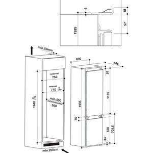 Встраиваемый холодильник Whirlpool SP40 801 EU, Система охлаждения DirectCool, Класс энергопотребления А+, Размеры (ВхШхГ),см: 194х71х56, Страна происхождения: Италия, Технология 6th Sense Fresh Control , Общий полезный объем 400 л (300 л + 100 л),