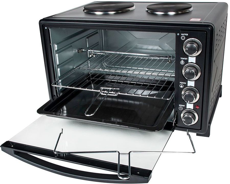 Мини-печь Endever Danko 4067, черный, 2 независимые конфорки, 65 литров, 3200 Ватт, таймер 60 мин, темп. до 250 градусов