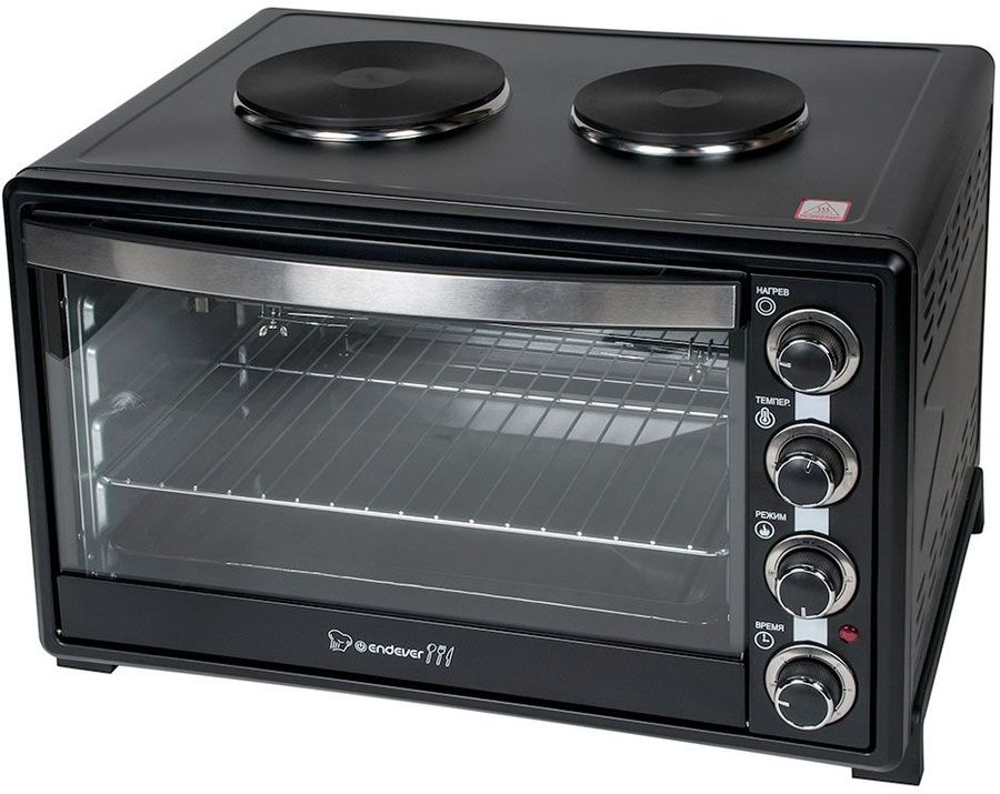 Мини-печь Endever Danko 4067, черный, 2 независимые конфорки, 65 литров, 3200 Ватт, таймер 60 мин, темп. до 250 градусов