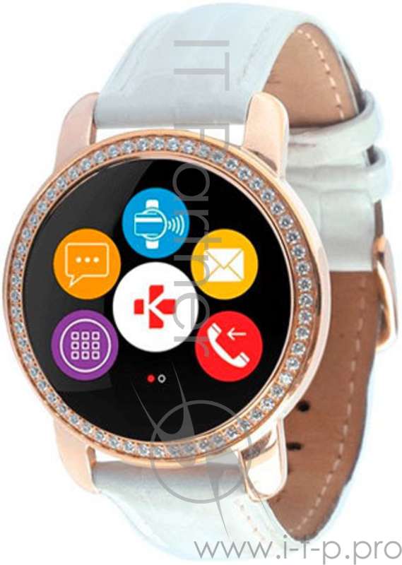 Фитнес-трекер MyKronoz ZeCircle2 SWAROWSKI цвет розовое золото, кожаный ремешок белый