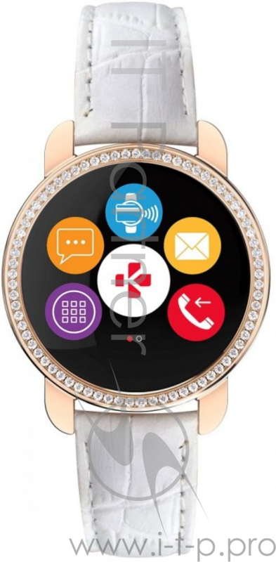 Фитнес-трекер MyKronoz ZeCircle2 SWAROWSKI цвет розовое золото, кожаный ремешок белый
