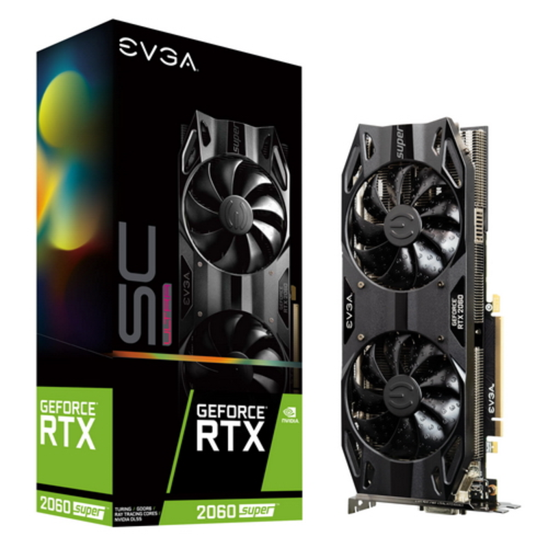 Видеокарта Evga RTX 2060 SUPER SC ULTRA GAMING, PCI-Ex16 3.0, 8GB, GDDR6, 256bit, DVI-D/HDMI/2xDP 08G-P4-3067-KR