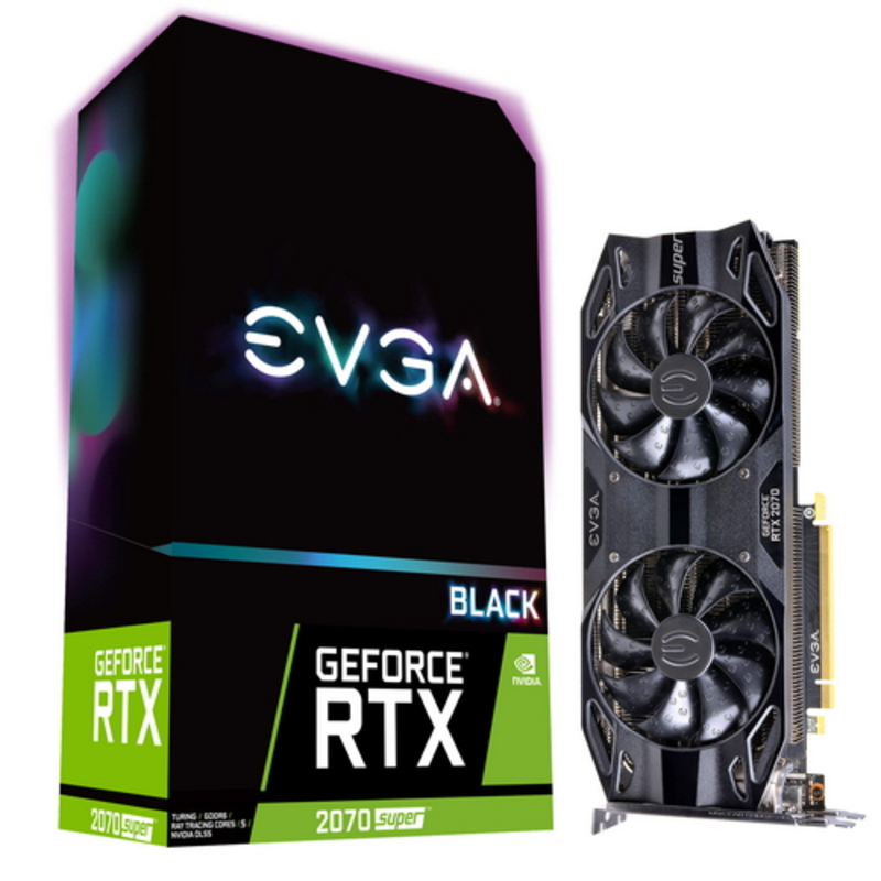 Видеокарта Evga RTX 2070 SUPER BLACK GAMING, PCI-Ex16 3.0, 8GB, GDDR6, 256bit, HDMI/3xDP/USB Type-C (08G-P4-3071-KR)